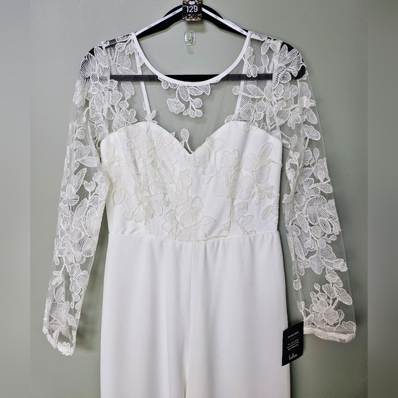 Lulus Write Your Own Romance White Embroidered Long Sleeve Jumpsuit, Medium - Picture 9 of 11